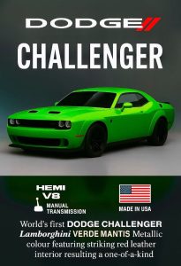 dodge challenger lamborghini verde mantis